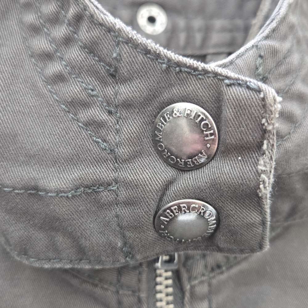 A&F Army Green Hooded Jean Jacket - Picture 2 of 10